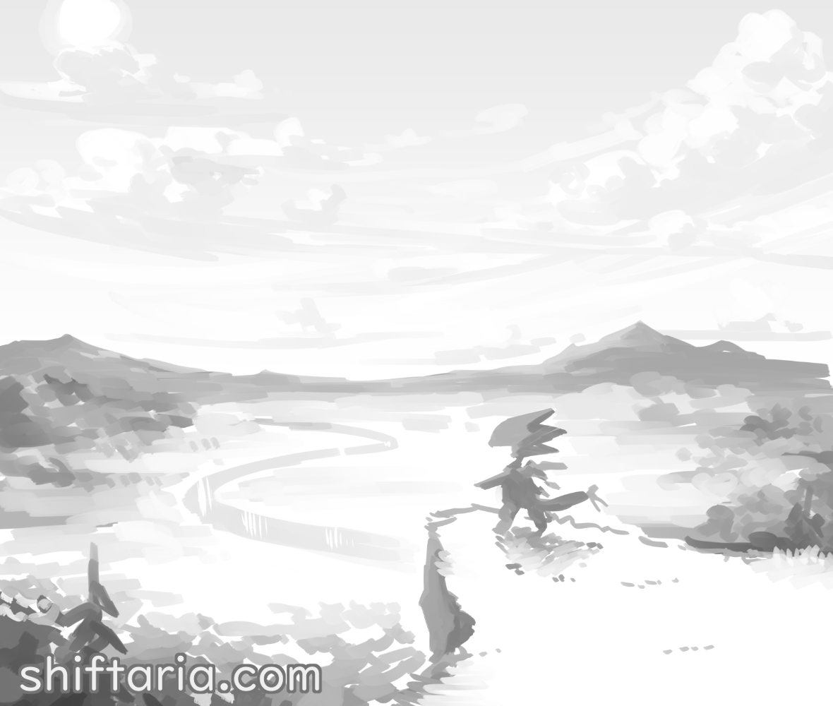 Concept painting of the first scene in the Goofy Adventurer manga